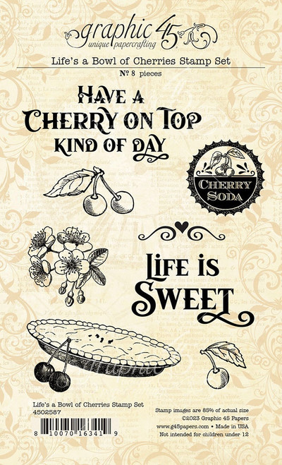 Graphic 45 Life's A Bowl Of Cherries Stamp Set-8/Pkg - G4502587 - 810070163419