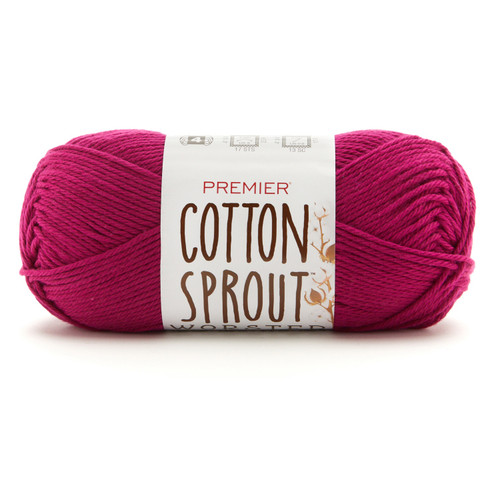 Premier Yarns Cotton Sprout Worsted Solid Yarn-Magenta -2101-03 - 840166822135