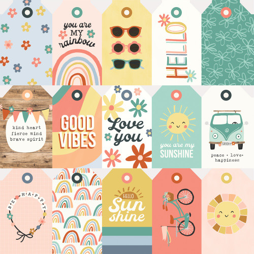 25 Pack Boho Sunshine Double-Sided Cardstock 12"X12"-Tag Elements BSU12-19909