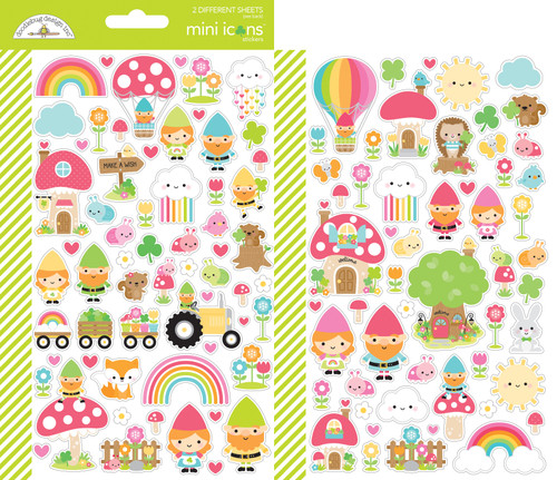3 Pack Dooblebug Mini Cardstock Stickers 2/Pkg-Over The Rainbow Icons ST7967 - 842715079670