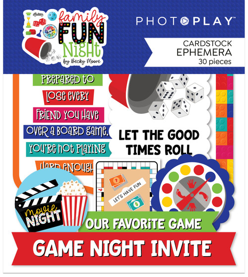 3 Pack Family Fun Night Ephemera Cardstock Die-CutsPFFN3872 - 709388338728