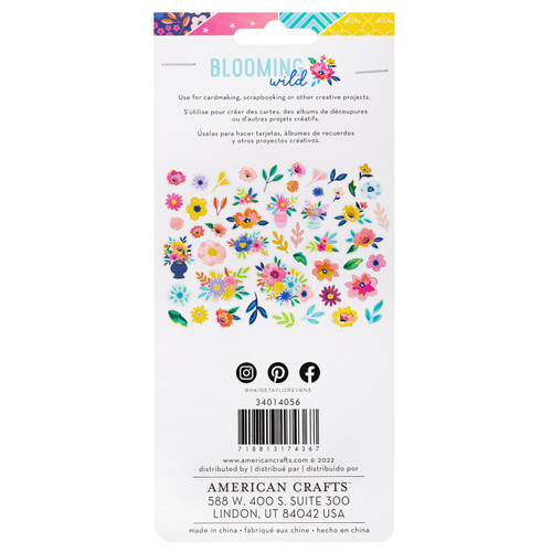 3 Pack Paige Evans Blooming Wild Ephemera Cardstock Die-Cuts-Floral PE014056