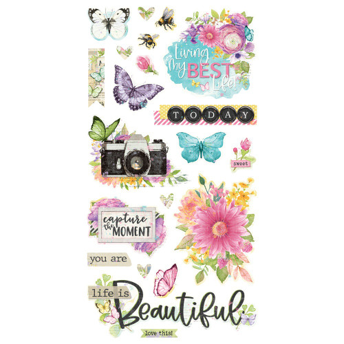 3 Pack Simple Vintage Life In Bloom Chipboard Stickers 6"X12"SVL19728