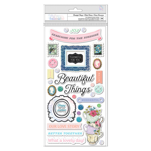 3 Pack BoBunny Brighton Thickers Stickers 68/Pkg-Beautiful Things Phrase/Chipboard -34013991 - 718813174015