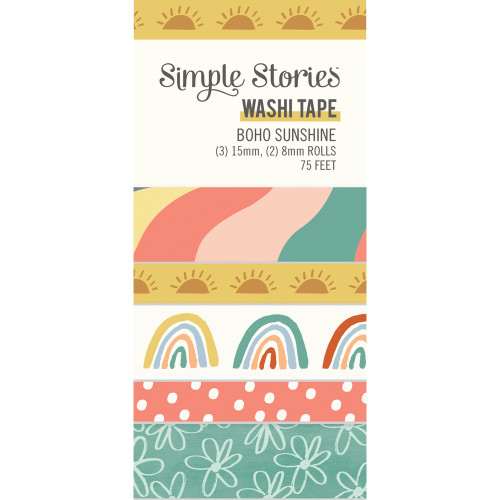 2 Pack - Simple Stories Boho Sunshine Washi Tape 5/Pkg- - BSU19925 - 810112381665