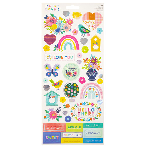 3 Pack - Paige Evans Blooming Wild Stickers 6"X12" Sheet 82/Pkg-W/Holographic Foil Accents - PE014053 - 718813174336