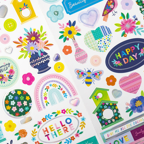 3 Pack - Paige Evans Blooming Wild Stickers 6"X12" Sheet 82/Pkg-W/Holographic Foil Accents - PE014053