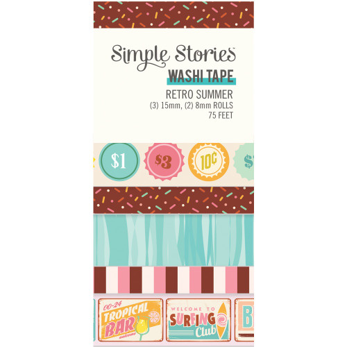 2 Pack Simple Stories Retro Summer Washi Tape 5/PkgRET20025 - 810112381962