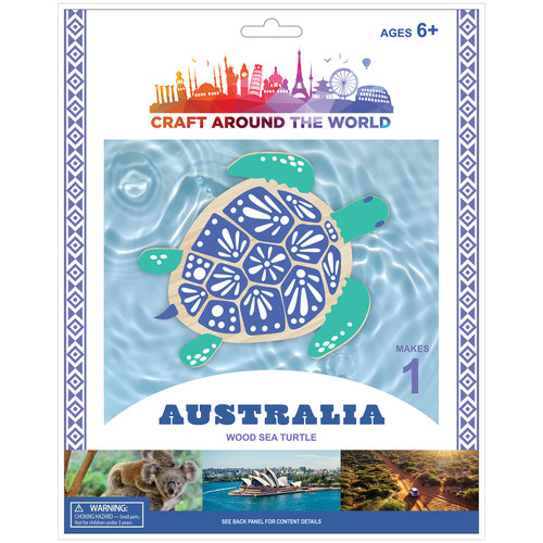 3 Pack Craft Around The World Australian Wood Sea Turtle-Makes 1 34021004 - 765468028064