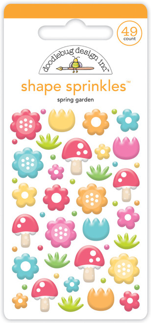 3 Pack Doodlebug Sprinkles Adhesive Enamel Shapes-Spring Garden DS7956 - 842715079564