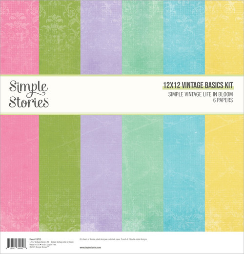 3 Pack Simple Stories Basics Double-Sided Paper Pack 12"X12" 6/Pkg-Simple Vintage Life In Bloom SVL19715 - 810112380828