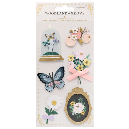 3 Pack - Maggie Holmes Woodland Grove Layered Stickers 6/Pkg-Gold Foil Accents - MH021903 - 765468042954 3 Pack - Maggie Holmes Woodland Grove Layered Stickers 6/Pkg-Gold Foil Accents - MH021903 - 765468042954