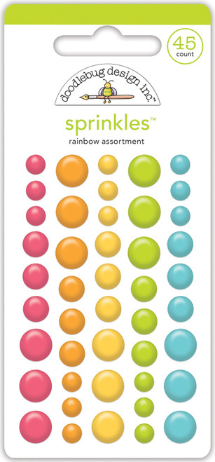 3 Pack Doodlebug Sprinkles Adhesive Enamel Shapes-Rainbow Assortment DS7955 - 842715079557