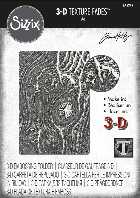 2 Pack Sizzix 3D Texture Fades Embossing Folder By Tim Holtz-Woodgrain 666297 - 630454285168