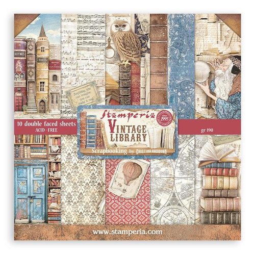 2 Pack - Stamperia Double-Sided Paper Pad 8"X8" 10/Pkg-Vintage Library, 10 Designs/1 Each - SBBS80 - 5993110026952