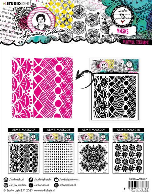 Art By Marlene Signature Collection 7.87"X7.87" Stencil-Nr. 207, Playful Textures - MASK207