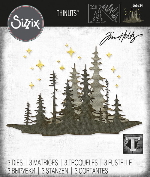 Sizzix Thinlits Dies By Tim Holtz 3/Pkg-Forest Shadows 666334 - 630454285953