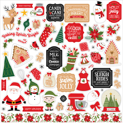 3 Pack Echo Park Elements Cardstock Stickers 12"X12"-Have A Holly Jolly Christmas JC331014 - 691835227313