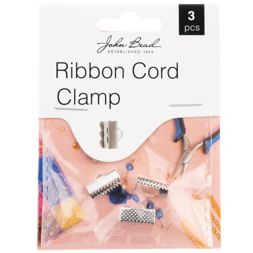 3 Pack John Bead Ribbon Cord Clamp 13mm 3/Pkg-Silver 1401186 - 665772232037
