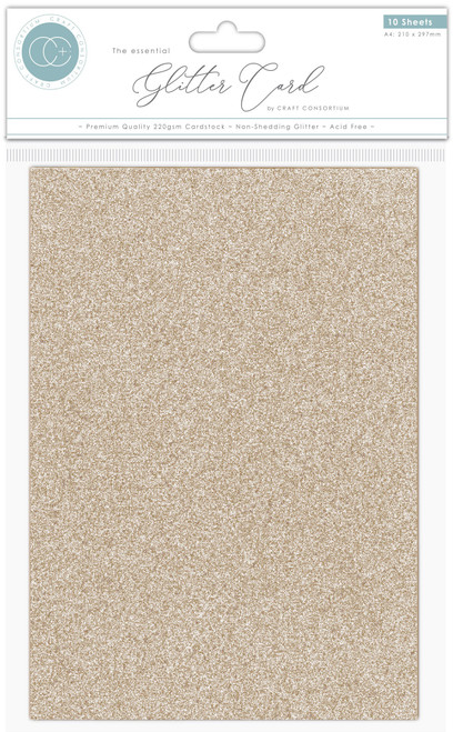 2 Pack Craft Consortium The Essential Glitter Cardstock A4 10/Pkg-Champagne CCEGC-003 - 5060394629435