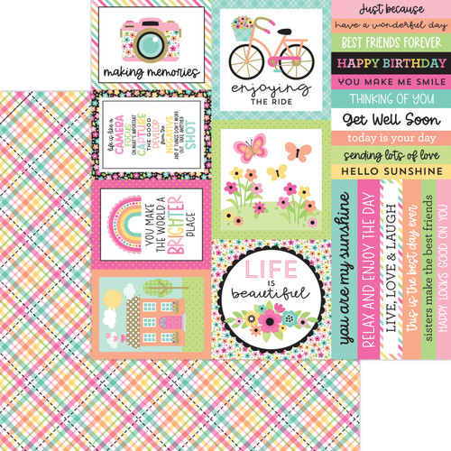 25 Pack Doodlebug Hello Again Cardstock 12"X12"-Patchwork Plaid DB8204 - 842715082045