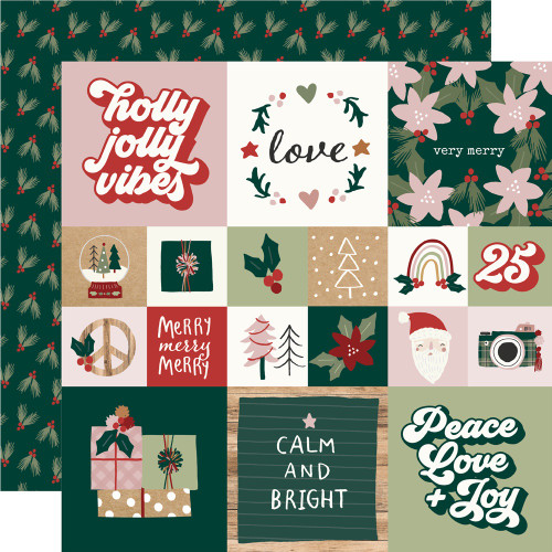 25 Pack Boho Christmas Double-Sided Cardstock 12"X12"-2"x2"/4"x4" Elements SBC12-20613 - 810112384680