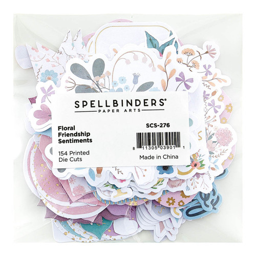 2 Pack Spellbinders Printed Die-Cuts-Floral Friendship Sentiments SCS276 - 811305039011