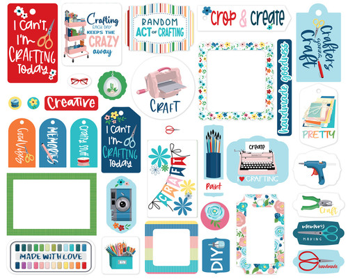 3 Pack - Carta Bella Cardstock Ephemera 33/Pkg-Frames & Tags, Happy Crafting - CR157025