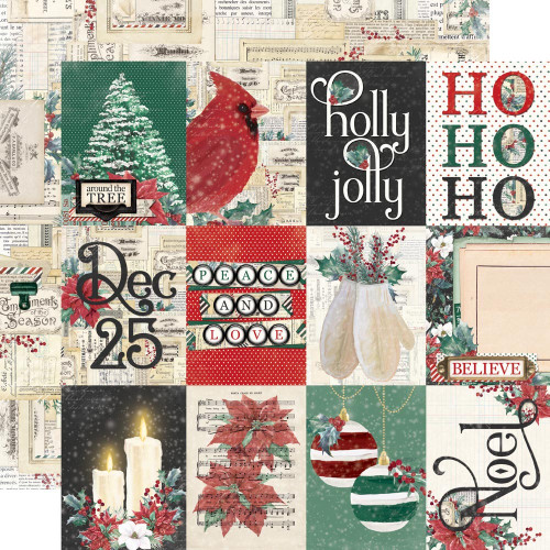 25 Pack Simple Vintage 'Tis The Season Double-Sided Cardstock 12"X12-3"x4" Elements SVS12-20712 - 810112384994