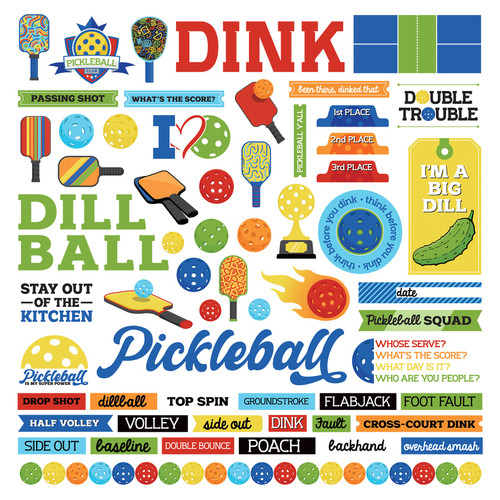 4 Pack PhotoPlay Pickleball Stickers 12"x12"-Elements PPBL4211 - 709388342114