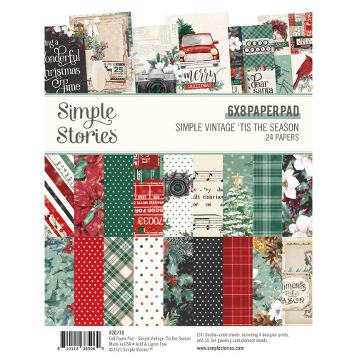 2 Pack Simple Stories Double-Sided Paper Pad 6"X8" 24/Pkg-Simple Vintage 'Tis The Season SVS20719 - 810112385069