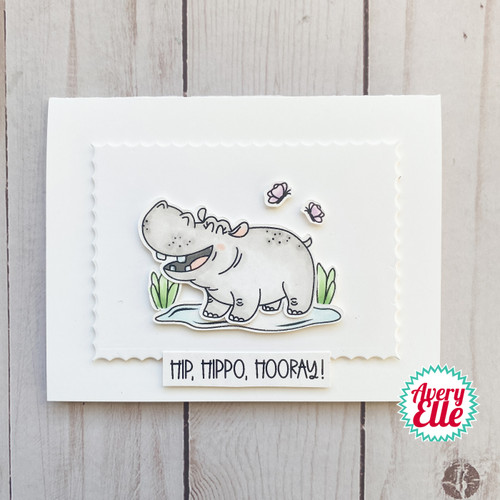 2 Pack Avery Elle Clear Stamp Set 4"X3"-Hippo Hooray AE2311