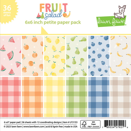 3 Pack - Lawn Fawn Single-Sided Petite Paper Pack 6"X6" 36/Pkg-Fruit Salad - LF3153 - 789554579216