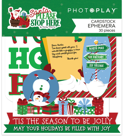 3 Pack PhotoPlay Santa Please Stop Here Ephemera Cardstock Die-CutsPSPS4225 - 709388342251