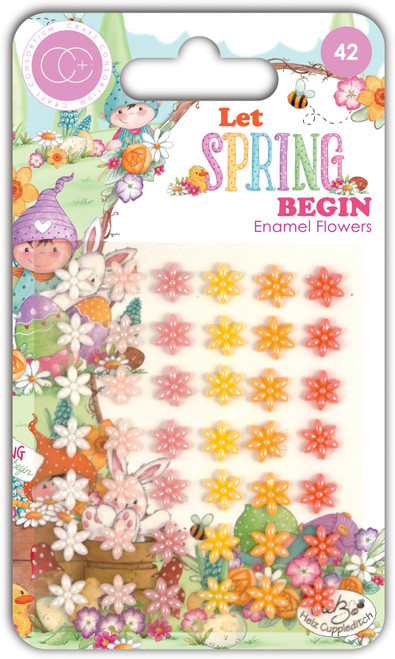 5 Pack Craft Consortium Adhesive Enamel Flowers 42/Pkg-Let Spring Begin CADOT027 - 5060921931291