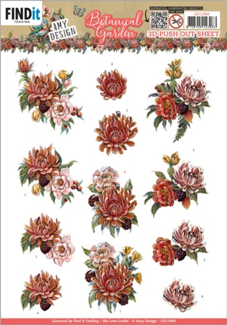 10 Pack Find It Trading Amy Design Punchout Sheet-Flowers, Botanical Garden SB10734 - 8718715123120