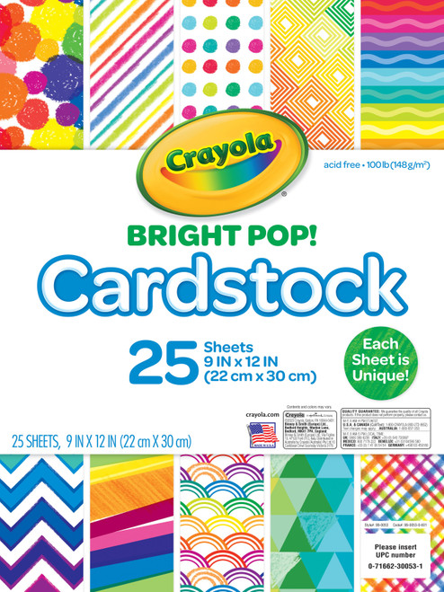 2 Pack - Crayola Cardstock 25/Pkg-Bright Pop - 990053 - 071662300531