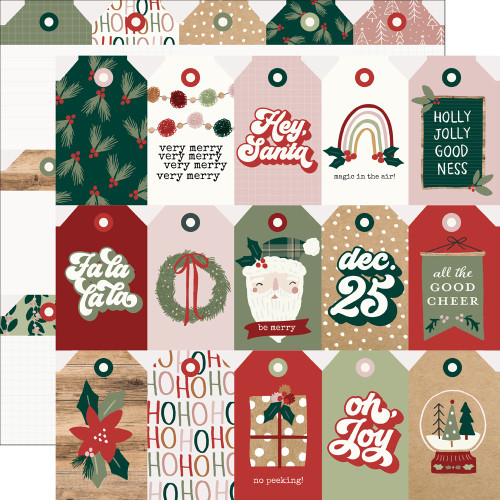 25 Pack Boho Christmas Double-Sided Cardstock 12"X12"-Tags Elements SBC12-20610 - 810112384659