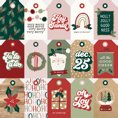 25 Pack Boho Christmas Double-Sided Cardstock 12"X12"-Tags Elements SBC12-20610