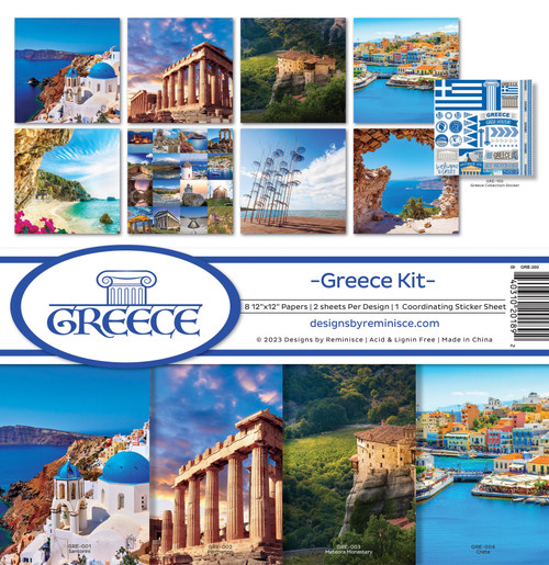 3 Pack Reminisce Collection Kit 12"X12"-Greece GRE200 - 840310201892