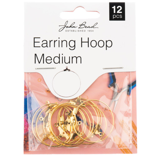 3 Pack - John Bead Earring Hoop Medium 25mm 12/Pkg-Gold - 1401149 - 665772231665