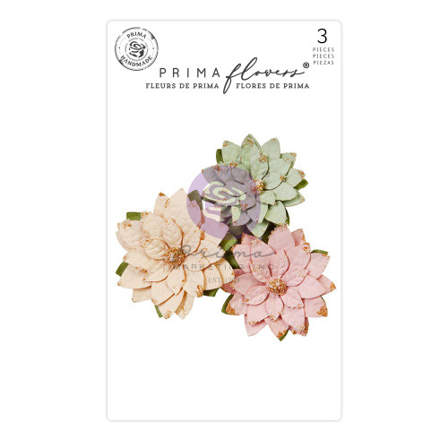 3 Pack Prima Marketing Mulberry Paper Flowers-Christmas Joy Christmas Market FG667818 - 655350667818