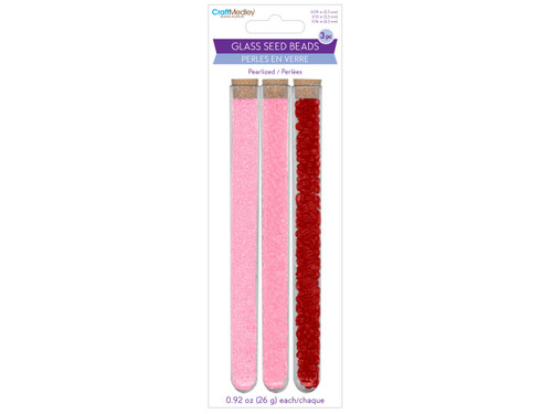 6 Pack Craft Medley Glass Seed Bead Vials 3/Pkg-Rouge BD272-B - 775749263664