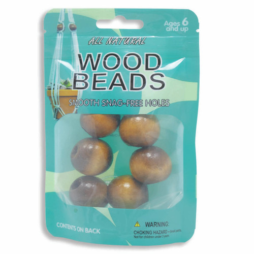 6 Pack Pepperell Braiding Round Wood Bead 25mm-Maple PWB25-02 - 725879708221