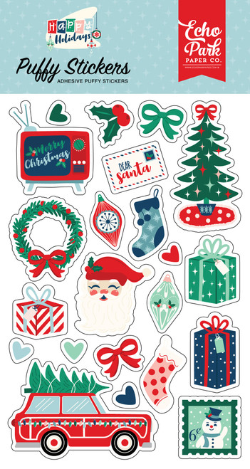 3 Pack - Echo Park Puffy Stickers-Happy Holidays - PH327066 - 691835223117