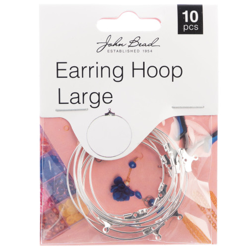 3 Pack John Bead Earring Hoop Large 38mm 10/Pkg-Silver 1401031 - 665772203266