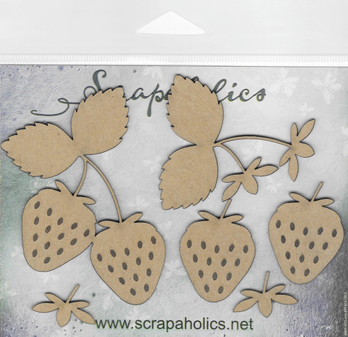 3 Pack Scrapaholics Laser Cut Chipboard 2mm Thick-Strawberry Style #1, 6/Pkg 3" To 1" S89348 - 745808289348