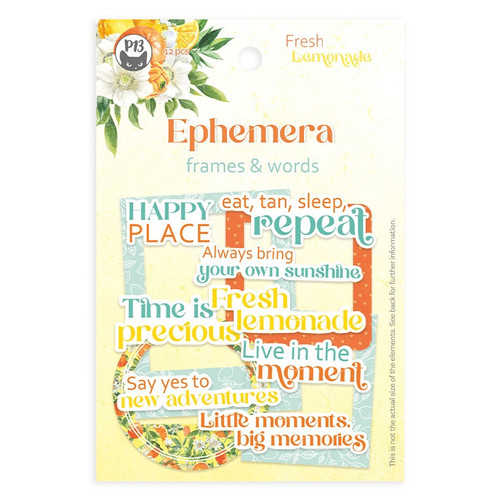 3 Pack - Fresh Lemonade Ephemera Cardstock Die-cuts 12/Pkg-Frames & Words - P13LEM37 - 5905523082036