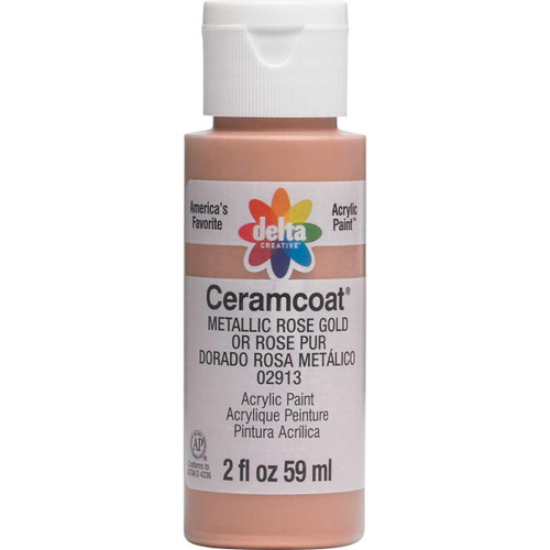 6 Pack Delta Ceramcoat Metallic Acrylic Paint 2oz-Metallic Rose Gold 2600-2913 - 017158029135