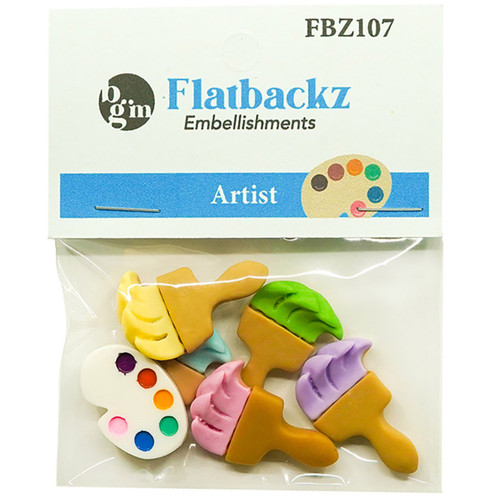 6 Pack - Buttons Galore Flatbackz Embellishments-Artist - FBZ-107 - 840934006897